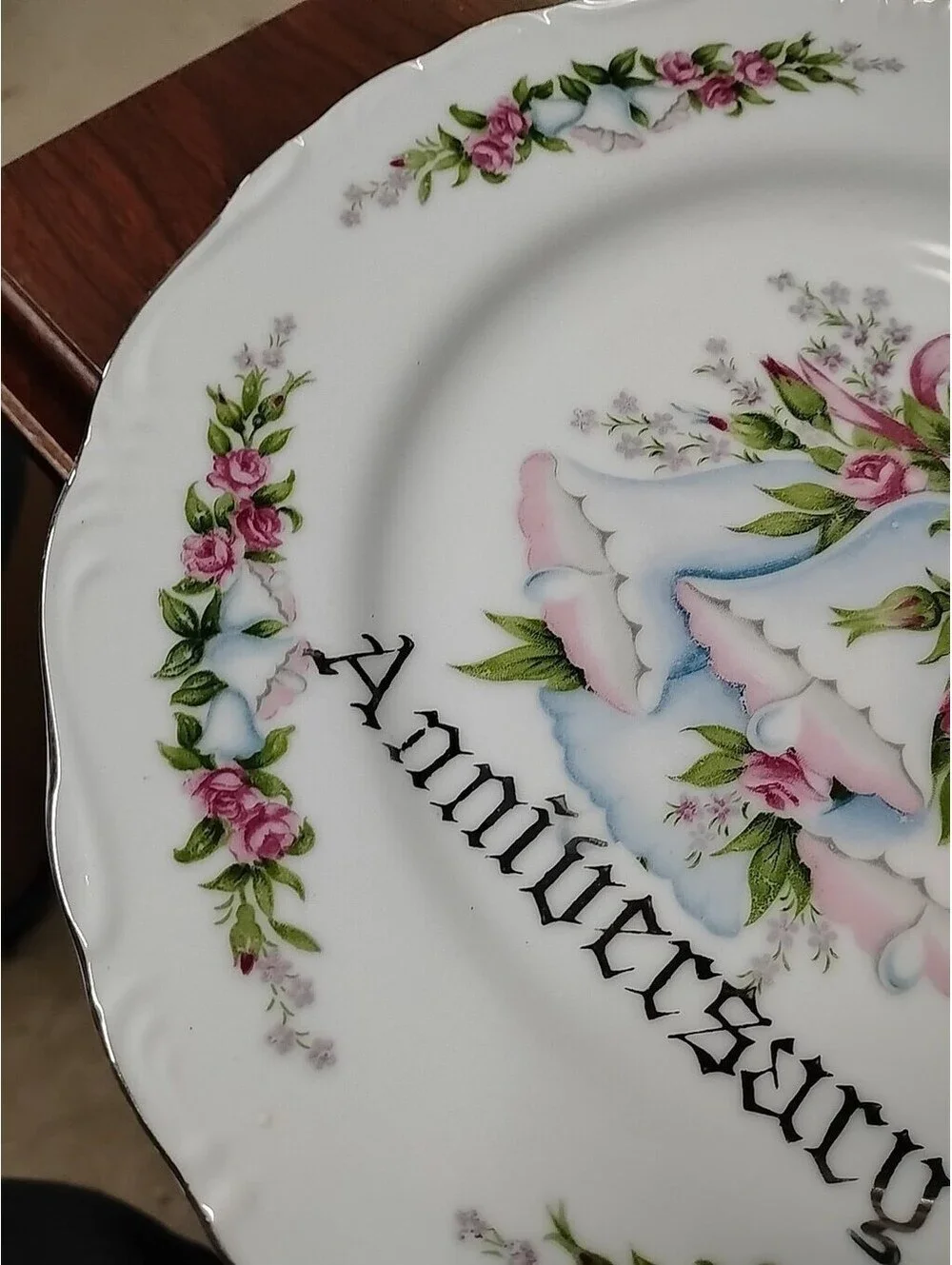 25th Anniversary Celebration Plate Norcrest Fine China B-331 Japan Platinum Trim